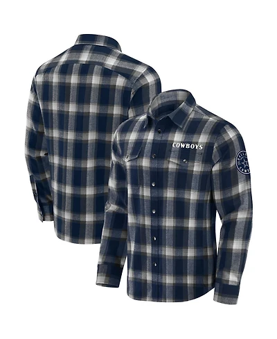 Darius Rucker Collection by Fanatics Men's Navy Dallas Cowboys Flannel Plaid Full-Snap Shirt