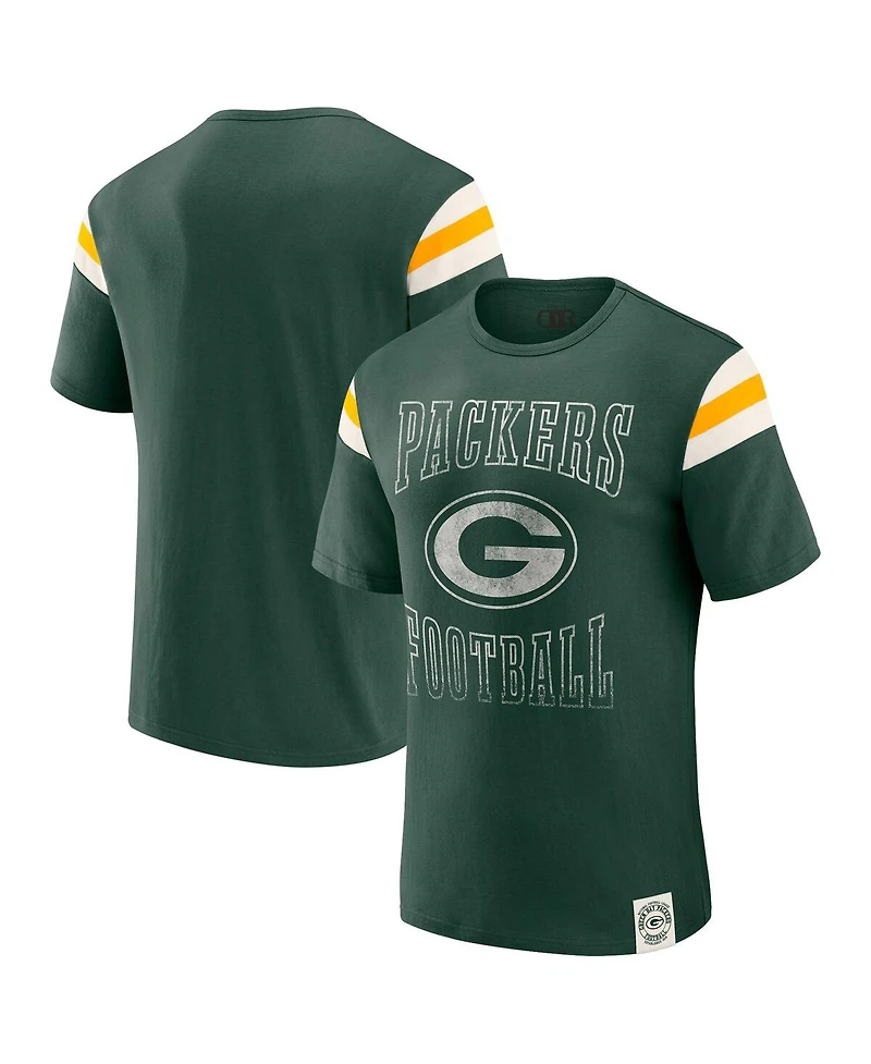 Darius Rucker Collection by Fanatics Men's Green Bay Packers Football Stripe Sleeve T-Shirt