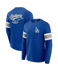 Darius Rucker Collection by Fanatics Men's Royal Los Angeles Dodgers Waffle-Knit Raglan Long Sleeve Henley T-Shirt