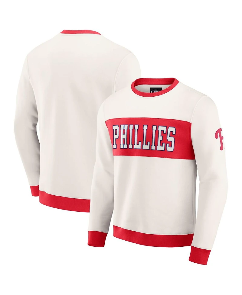 Darius Rucker Collection by Fanatics Men's Cream Philadelphia Phillies Colorblock Crewneck Sweatshirt