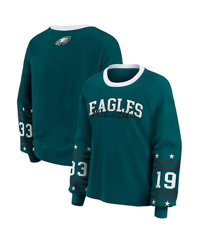 Wear by Erin Andrews Women's Midnight Green Philadelphia Eagles Plus Sport Long-Sleeve T-Shirt