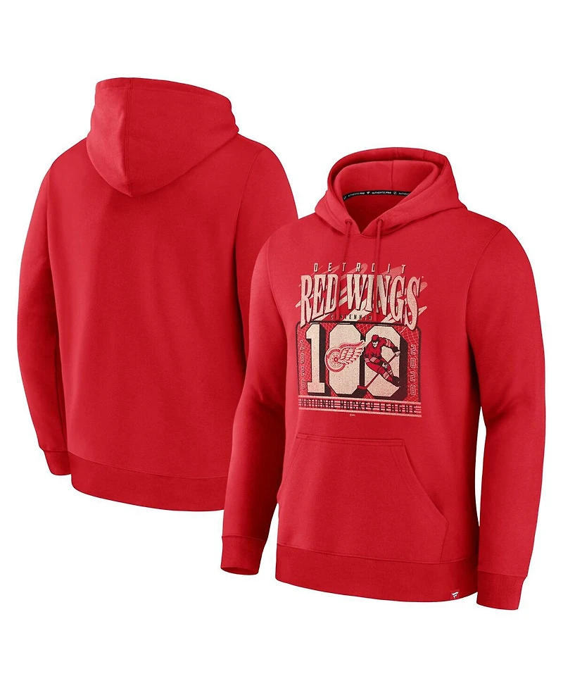 Fanatics Men's Red Detroit Wings Centennial Legacy Fleece Hoodie