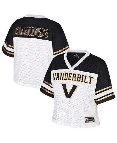 Colosseum Women's White Vanderbilt Commodores Treasure Cropped Football Jersey