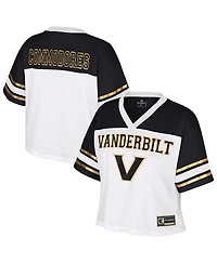 Colosseum Women's White Vanderbilt Commodores Treasure Cropped Football Jersey