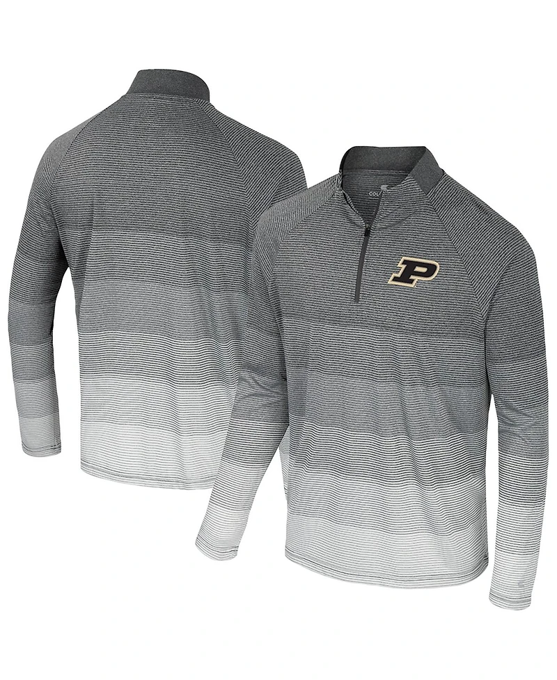 Colosseum Men's Gray Purdue Boilermakers Ai Striped Mesh Quarter-Zip Raglan Windshirt Jacket