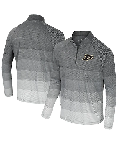Colosseum Men's Gray Purdue Boilermakers Ai Striped Mesh Quarter-Zip Raglan Windshirt Jacket