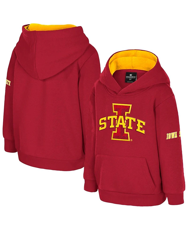 Colosseum Toddler Cardinal Iowa State Cyclones Big Logo Volume Fleece Pullover Hoodie
