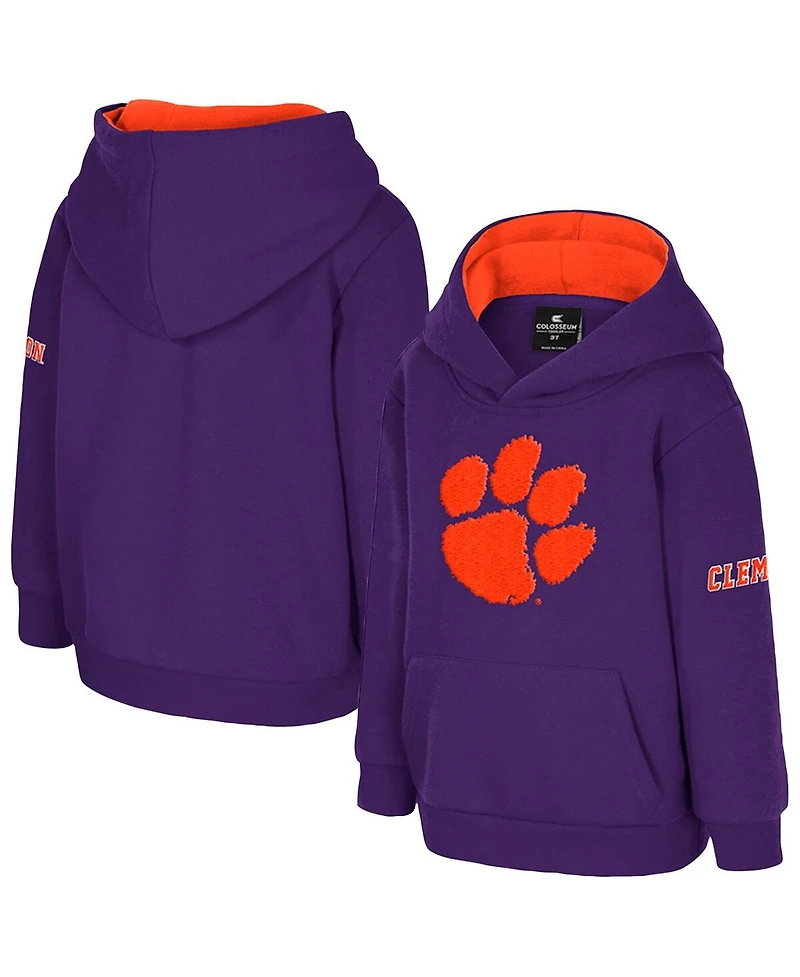 Colosseum Toddler Purple Clemson Tigers Big Logo Volume Fleece Pullover Hoodie