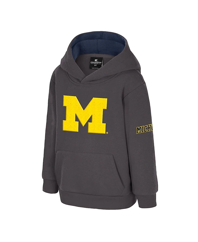 Colosseum Toddler Charcoal Michigan Wolverines Big Logo Volume Fleece Pullover Hoodie