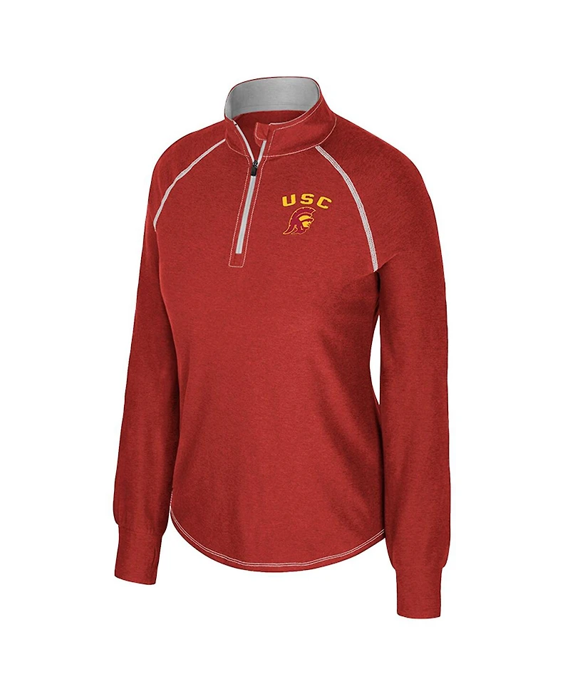 Colosseum Women's Cardinal Usc Trojans Bikram Raglan Quarter-Zip Sweatshirt