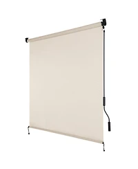 Aoodor 5% Openness Cordless Solar Fabric Roller Shade, Sun Shade for Outdoor Gazebo or Pergola, 95% Uv Protection Blinds Porch Backyard