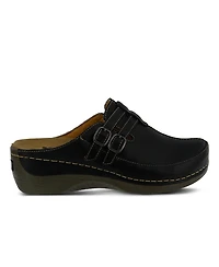 Spring Step Happy Multi-Strap Leather Slip-On Clogs with Buckle Detail and Removable Insole