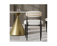 Morden Fort 5 Piece Round 47'' Faux Marble Dining Set Table with Beige Boucle Armless Chair