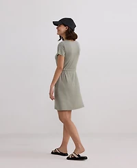 Reistor Women's Drawstring Short T-shirt Dress Light Olive