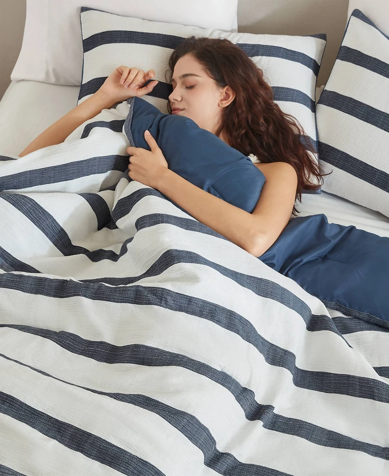 510 Design Merritt Yarn-Dyed Striped 3-Pc. Comforter Set, King/California King