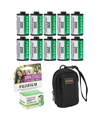 Fujifilm s5mm Color Negative Roll Film, 200 Iso, 36 Exposures (10 Pack) With Slinger Camera Bag