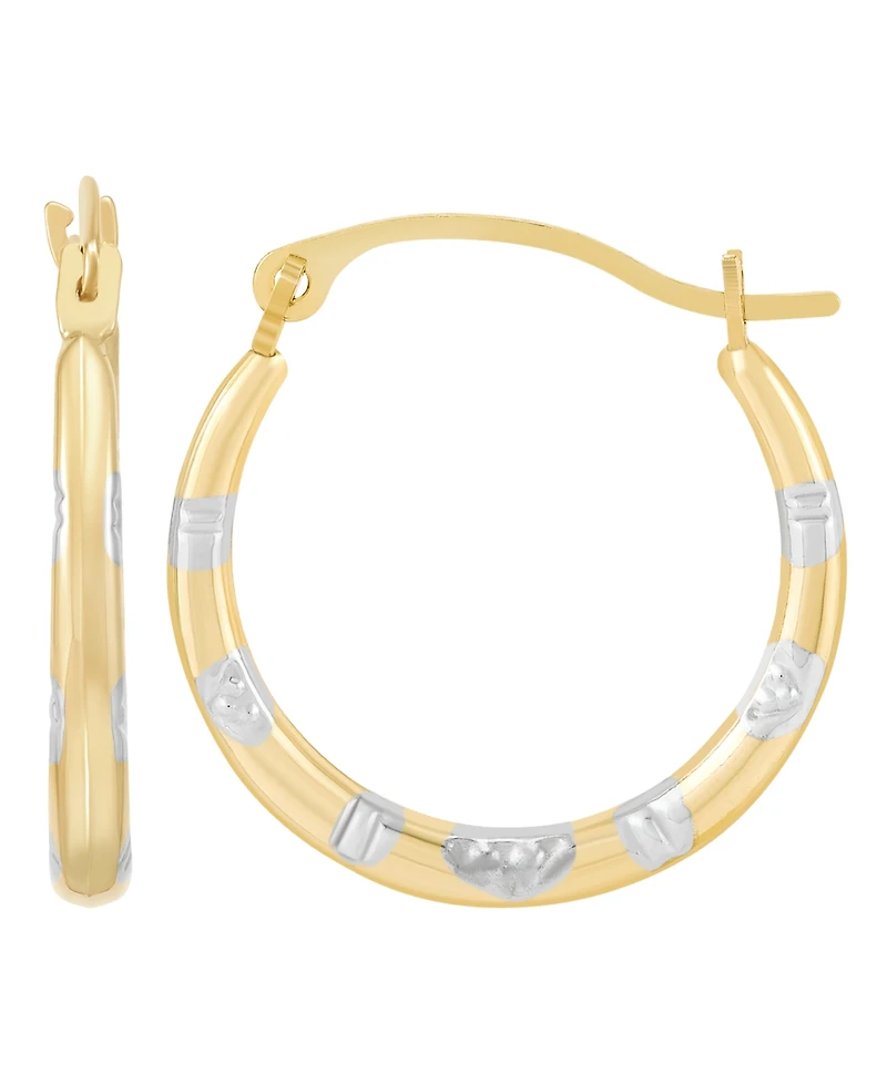 Macy's Polished Pattern Hoop Earrings in 14K Yellow Gold
