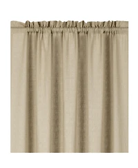 Kate Aurora 1 Piece Flax Semi Sheer Rod Pocket Beige Linen Curtain Panel