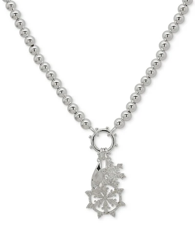 Anne Klein Cubic Zirconia Silver-Tone Snowflake Charm Pendant Necklace