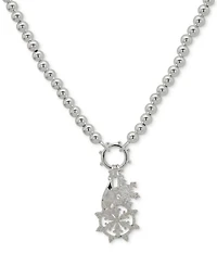 Anne Klein Cubic Zirconia Silver-Tone Snowflake Charm Pendant Necklace
