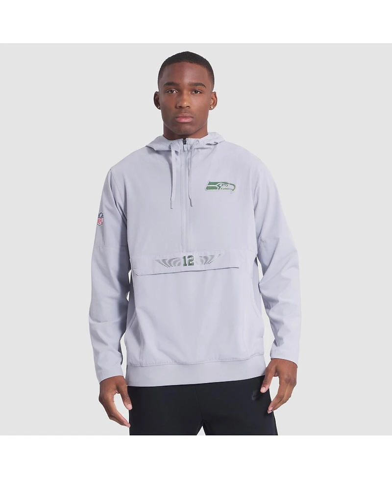 Nike Men's Wolf Gray Seattle Seahawks 2025 Rivalries Collection Sideline Anorak Half-Zip Hoodie Jacket