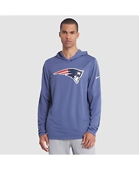 Nike Men's Storm Blue New England Patriots 2025 Rivalries Collection Sideline Dri-fit Long Sleeve Hoodie T-Shirt