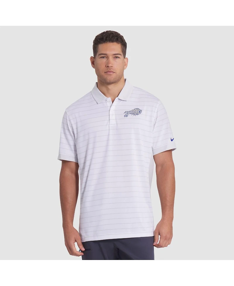 Nike Men's White Buffalo Bills 2025 Rivalries Collection Sideline Victory Striped Dri-fit Polo Shirt
