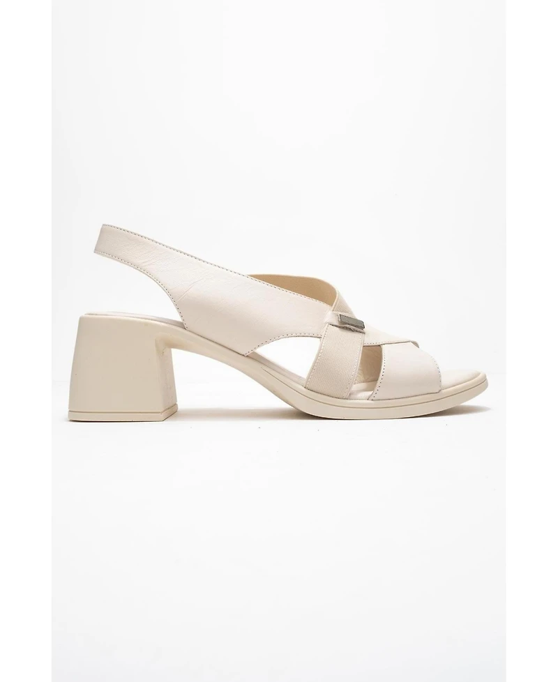 Forever & Always Shoes Crina Elasticated Leather Chunky Heel Sandal (Women)