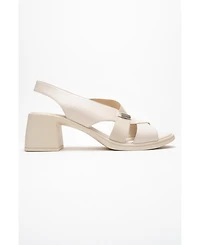 Forever & Always Shoes Crina Elasticated Leather Chunky Heel Sandal (Women)