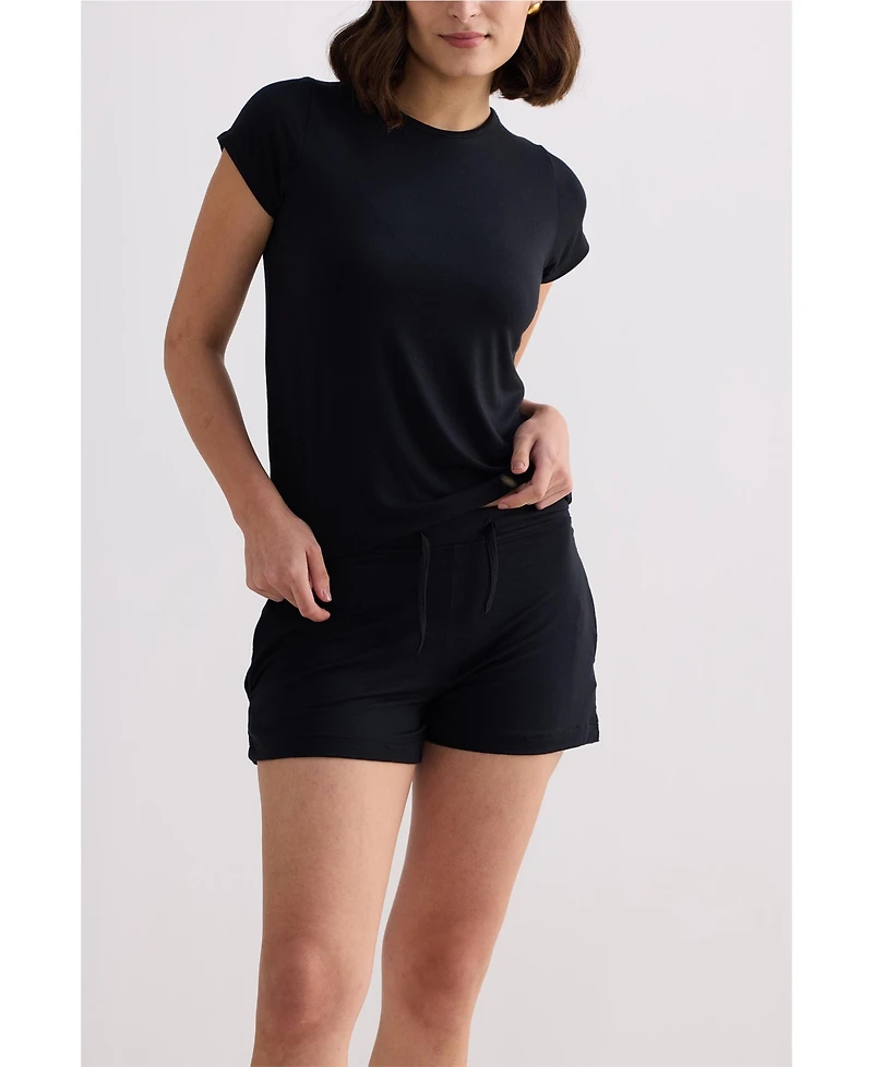 Reistor Women's Essential Short Sleeve Tee Set Black