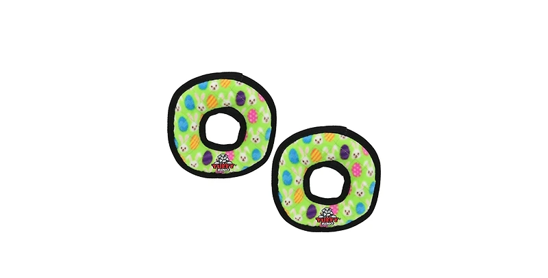 Tuffy Holiday Medium Ring Egg 2 Pack, Durable Plush Squeaky Dog Toy