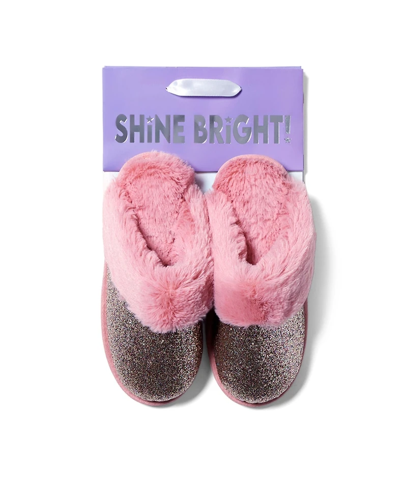 Dearfoams Cozyfoams Women's Glitter Scuff Slipper with Gift Bag