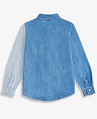 Epic Threads Boys 5-20 Harvey Color Blocked Long-Sleeve Cotton Denim Shirt, Macy's Exclusive