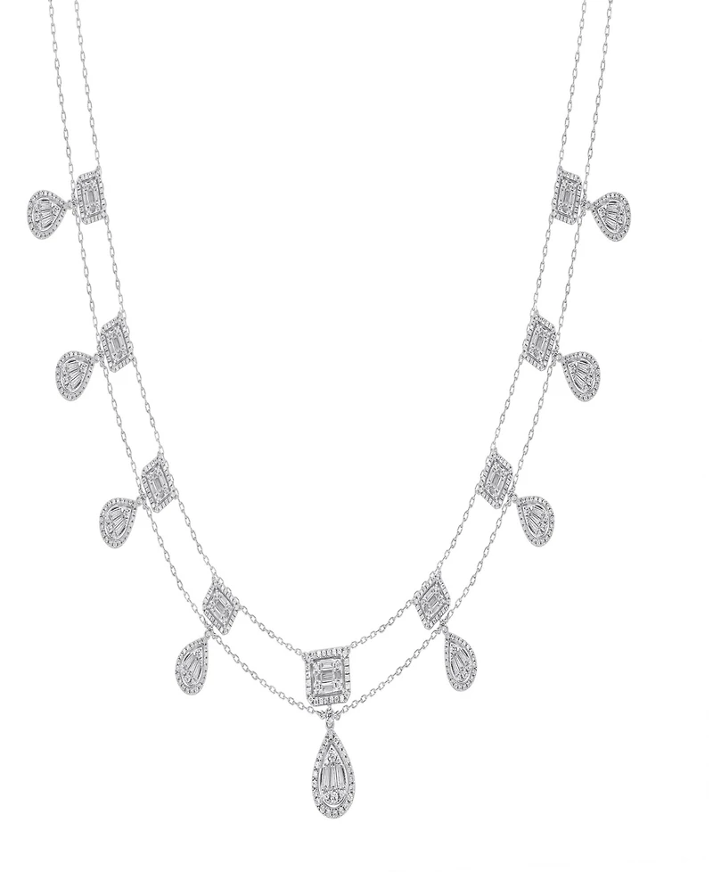 Macy's Round and Baguette Diamond Necklace (3.50 ct. t.w.) in 14K White Gold.