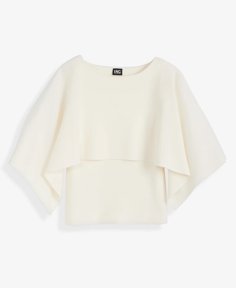 I.n.c. International Concepts Women's Asymmetrical Cape Overlay Sweater, Macy's Exclusive