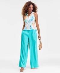 I.n.c. International Concepts Women's Printed Seamed-Waist Sleeveless Shirt, Macy's Exclusive