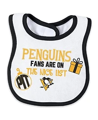 Wear by Erin Andrews Newborn 2-Piece Pittsburgh Penguins Allover Print Full-Zip Sleeper Bib and Christmas Set