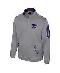Colosseum Men's Grey Kansas State Wildcats Mainframe Quarter-Zip Fleece Jacket