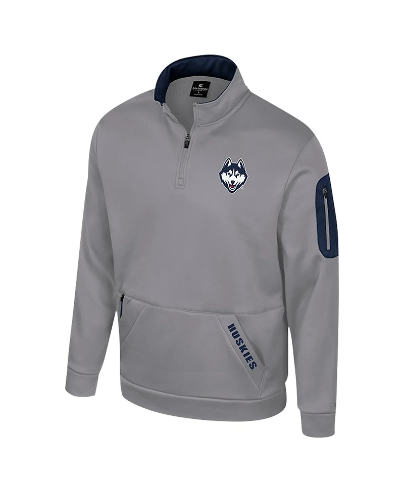 Colosseum Men's Gray UConn Huskies Mainframe Quarter-Zip Fleece Jacket