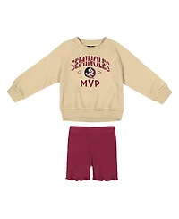 Colosseum Girls Toddler 2-Piece Gold/Garnet Florida State Seminoles Beta Fleece Sweatshirt and Shorts Set