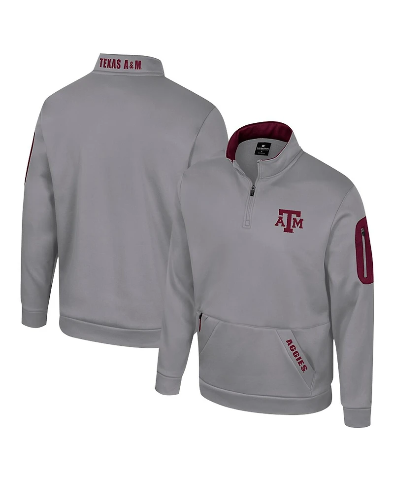 Colosseum Men's Gray Texas A&M Aggies Mainframe Quarter-Zip Fleece Jacket