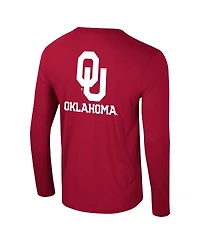 Colosseum Men's Crimson Oklahoma Sooners Logo Lockup 3-Hit Active Blend Long Sleeve T-Shirt