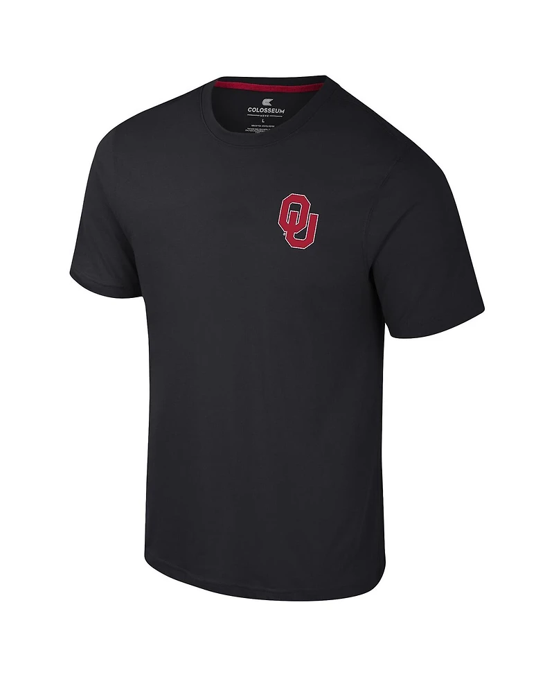 Colosseum Men's Black Oklahoma Sooners Logo Lockup 2-Hit Active Blend T-Shirt
