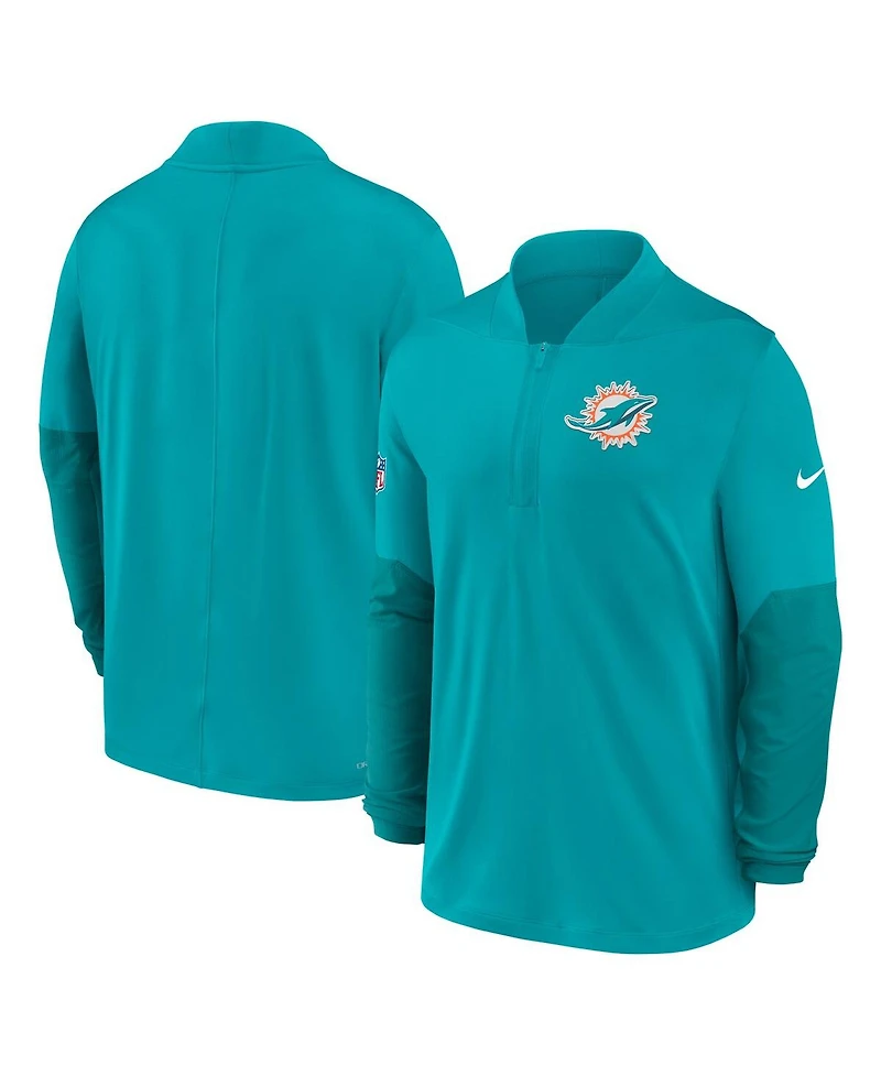 Nike Men's Aqua Miami Dolphins Sideline Dri-fit Half-Zip Pullover