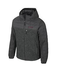 Colosseum Men's Charcoal Lsu Tigers Nightman Full-Zip Hoodie Puffer Jacket