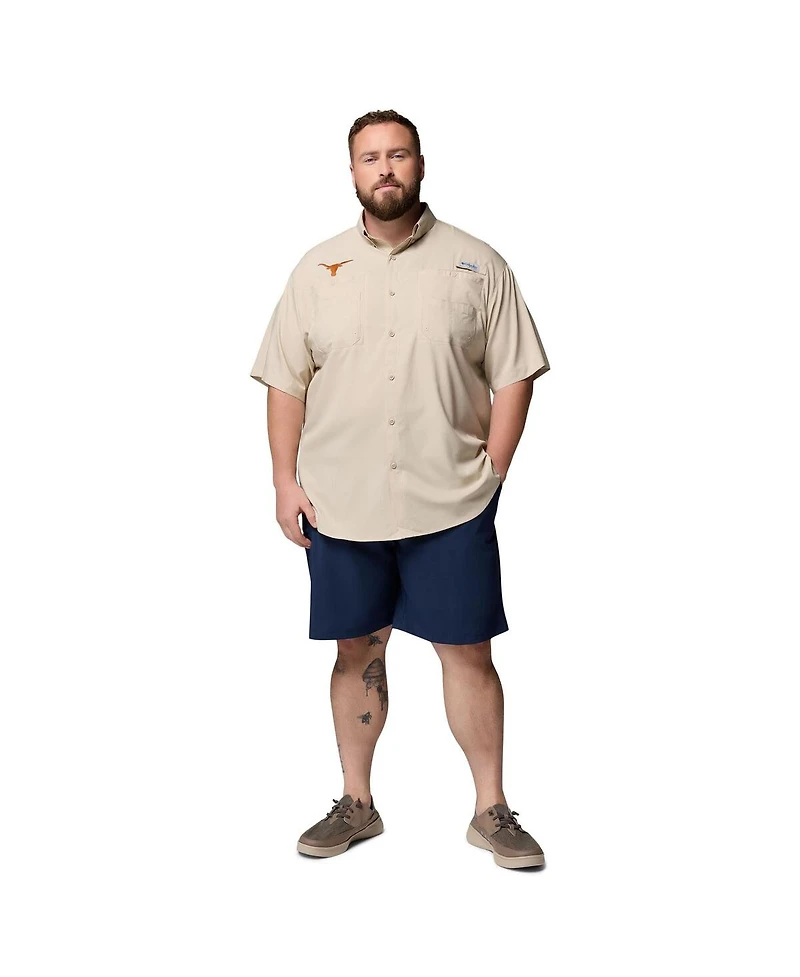 Columbia Men's Tan Texas Longhorns Big Tall Collegiate Tamiami Omni-Shade Full-Button Shirt
