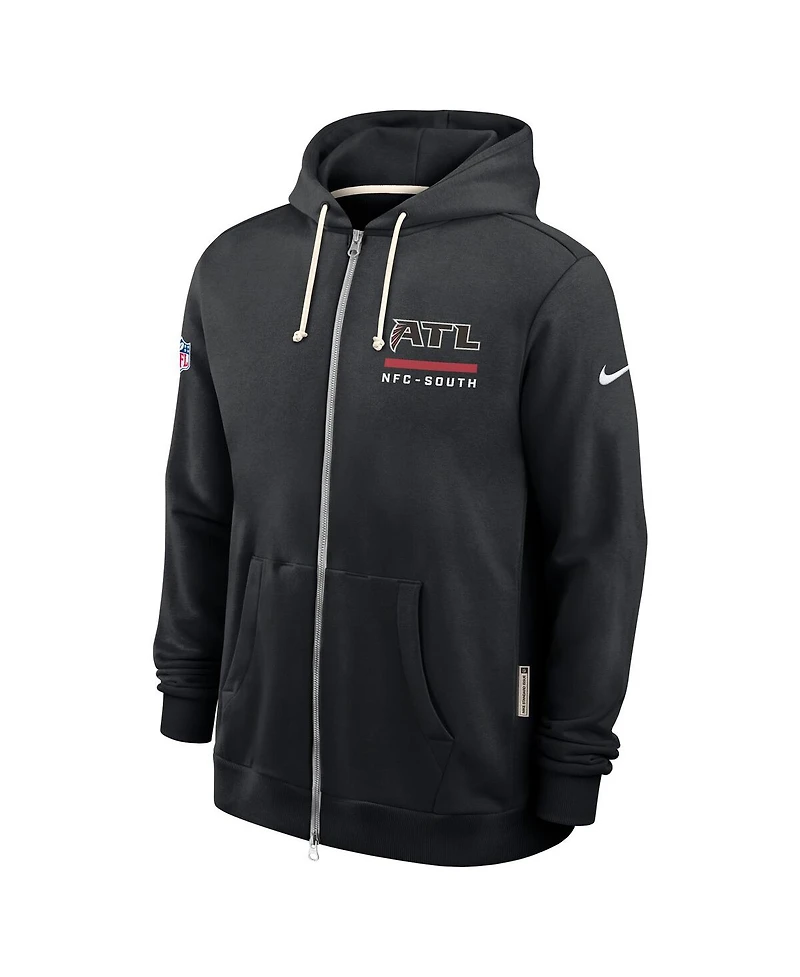 Nike Men's Black Atlanta Falcons Sideline Standard Issue Utility Player Dri-fit Full-Zip Hoodie