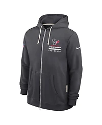 Nike Men's Anthracite Houston Texans Sideline Standard Issue Utility Player Dri-fit Full-Zip Hoodie