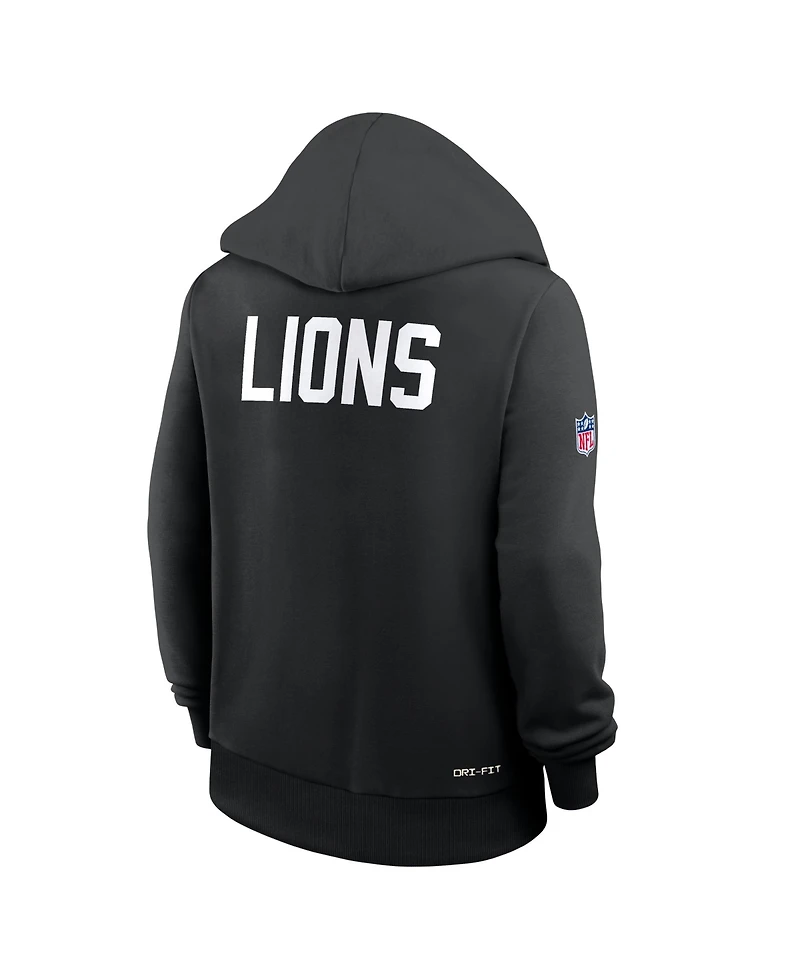 Nike Women's Black Detroit Lions Throwback Sideline Standard Issue Dri-fit Hoodie