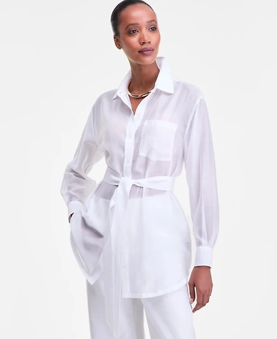 I.n.c. International Concepts Women's Sash-Tie Tunic Shirt, Macy's Exclusive